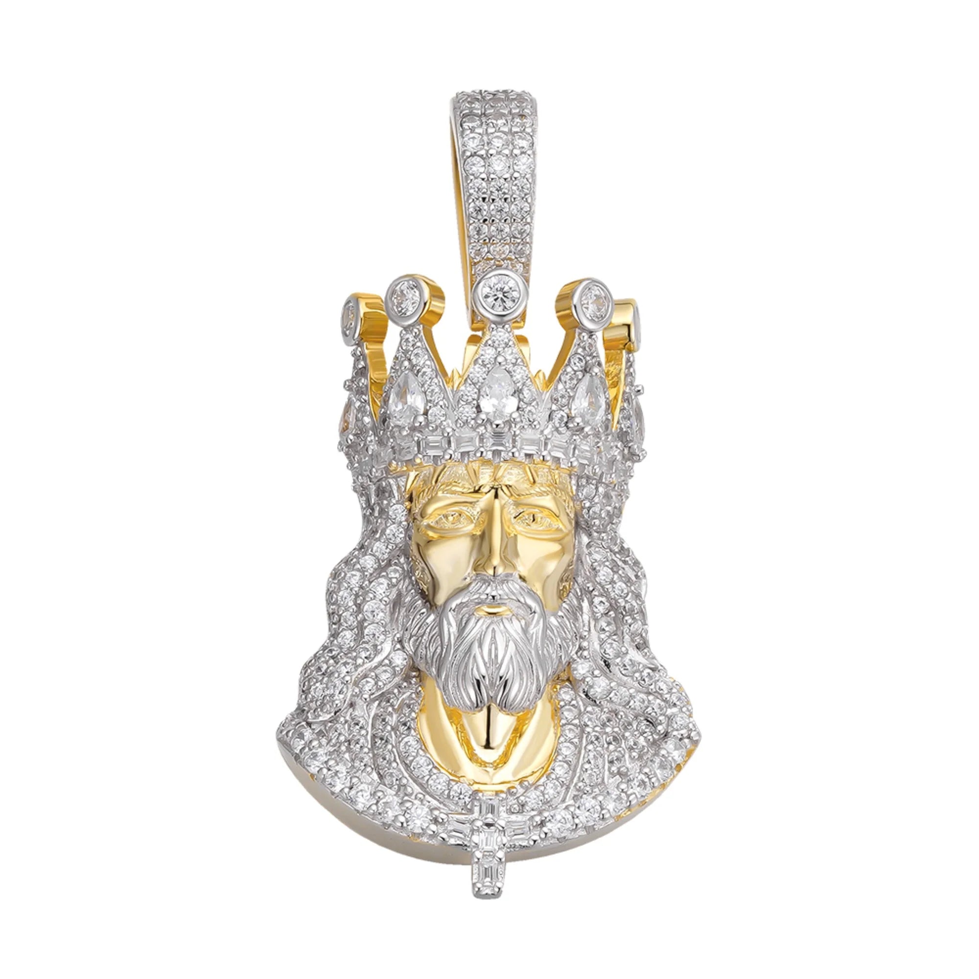 14k Gold Plated Moissanite Jesus Pendant - 925 Sterling Silver Religious Necklace for Women & Men - Perfect for Baptism, Church, Wedding & Daily Wear