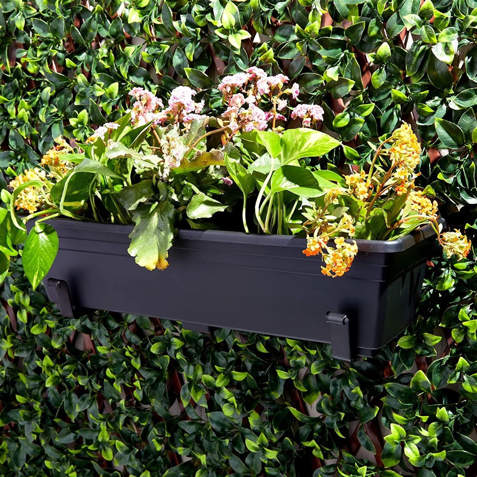 Farmlyn Creek 4 Pack Black Window Box Brackets - Heavy Duty Flower Pot Hangers for Railings, Fence, Balcony - Perfect for Outdoor Garden Decor & Home Improvement Projects