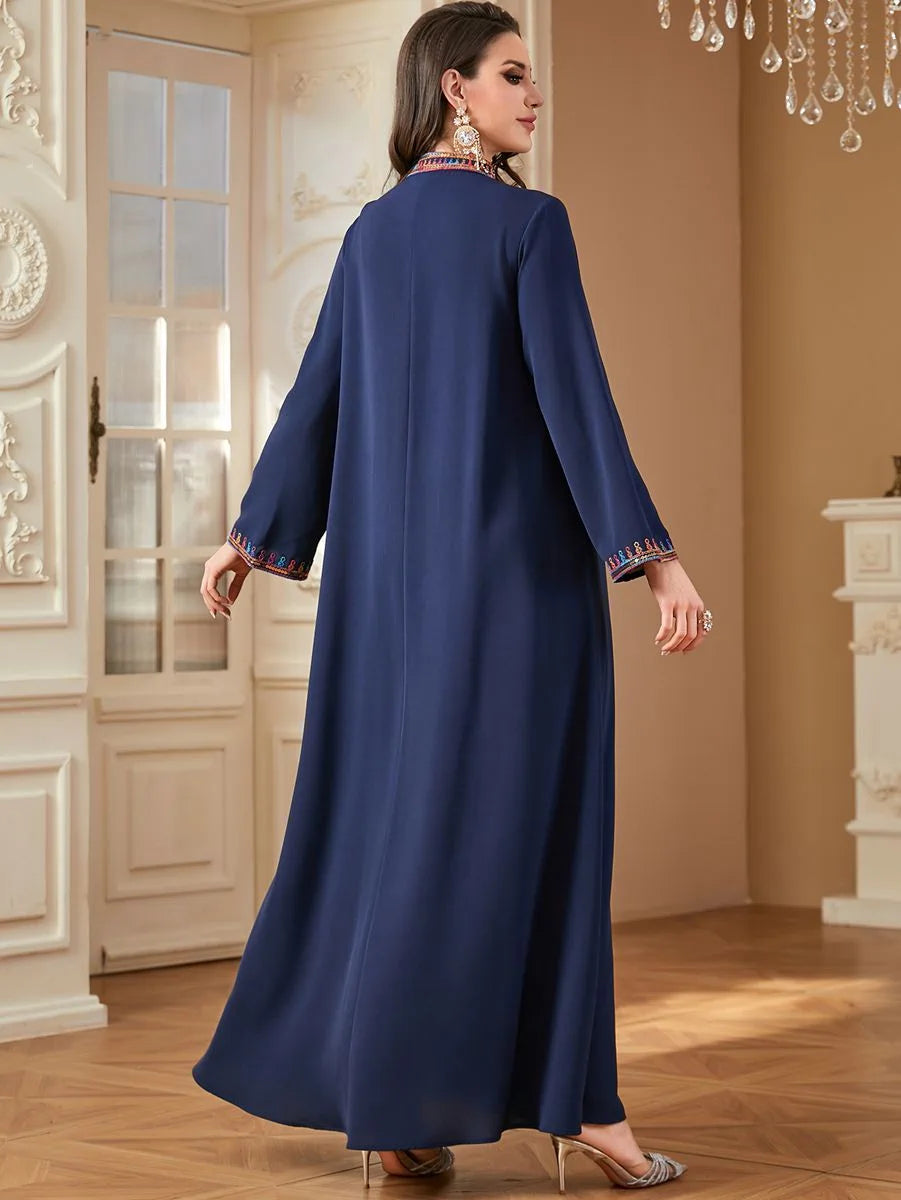 Elegant Eid Arab Embroidery Caftan Kaftan Dress for Women - Traditional Islamic Party Wear #254358 | Perfect for Eid Celebrations, Weddings & Special Occasions