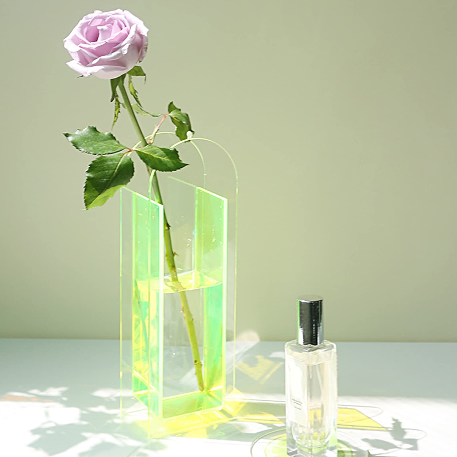 Nordic Style Acrylic Flower Vase - Light Yellow, 7.5