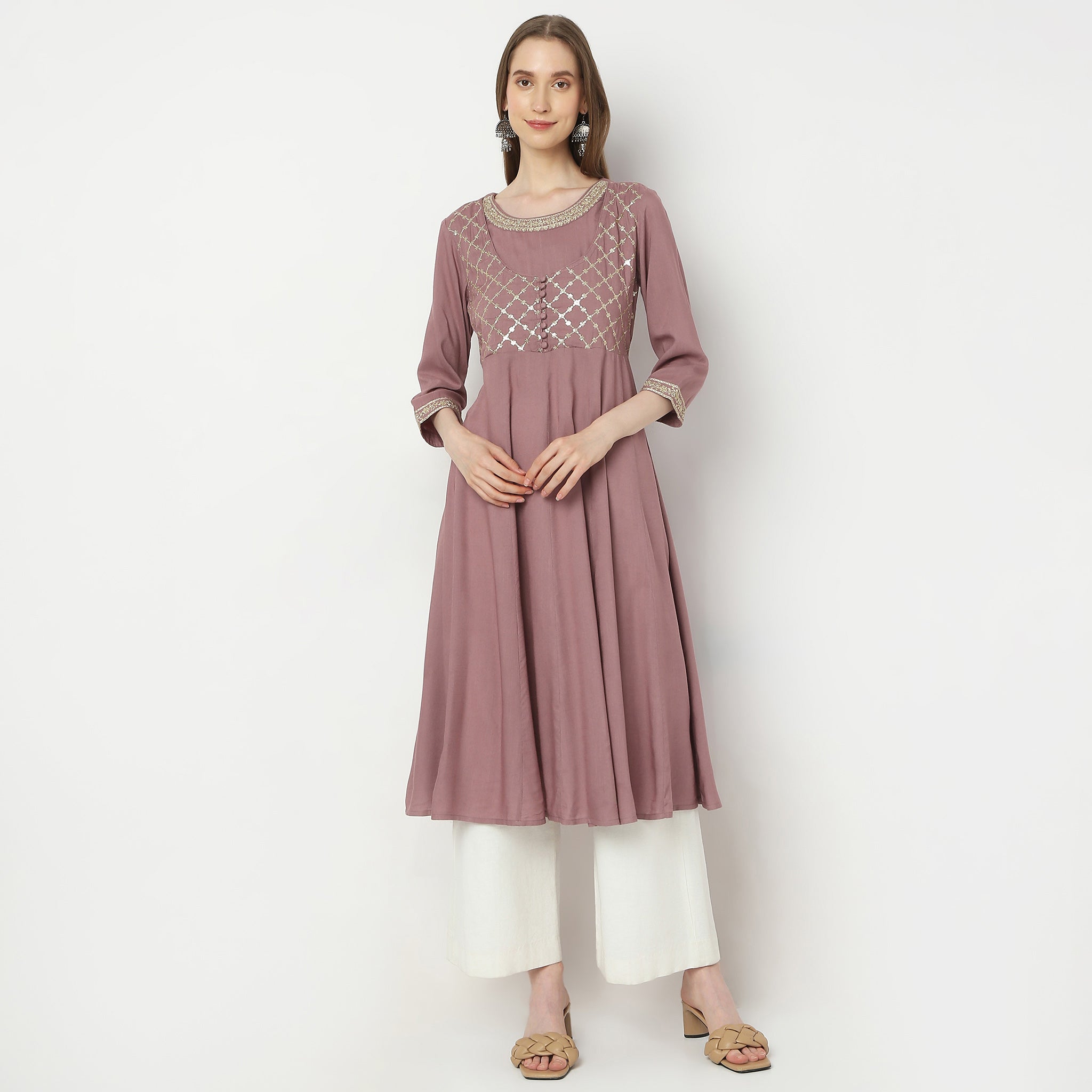 Flare Fit Embellished Kurta for Women | Stylish Indian Ethnic Tunic Top | Perfect for Festivals, Weddings & Cultural Events