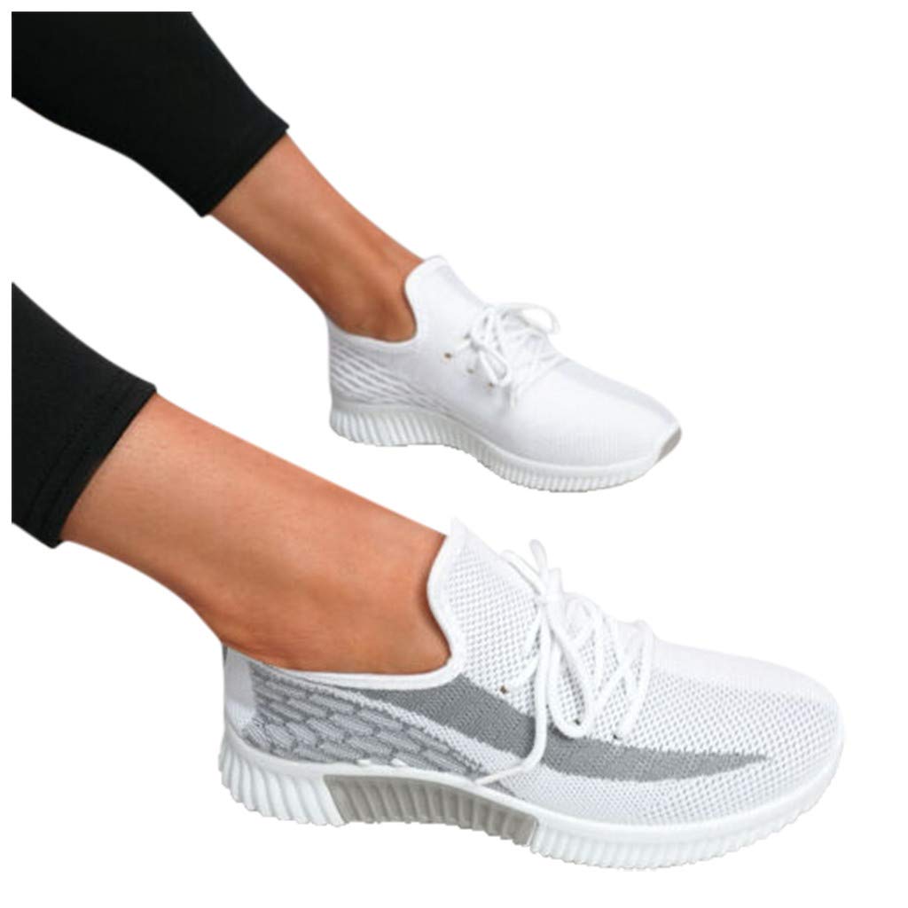 JYSwoshee Women's Wide Width Sneakers - Breathable Mesh Walking Shoes with Colorblock Wedge for Running, Gym, Jogging & Tennis | Fashion Gradient Lace-Up Athletic Shoes for Workouts & Casual Wear