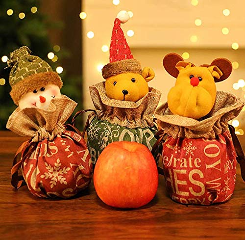 2PCS Christmas Candy Bags - Drawstring Gift Treat Bags with Santa, Snowman & Reindeer Designs for Xmas Party Favors, Candy Apples & Holiday Treats | Perfect for Christmas Celebrations, School Parties & Gift Exchanges