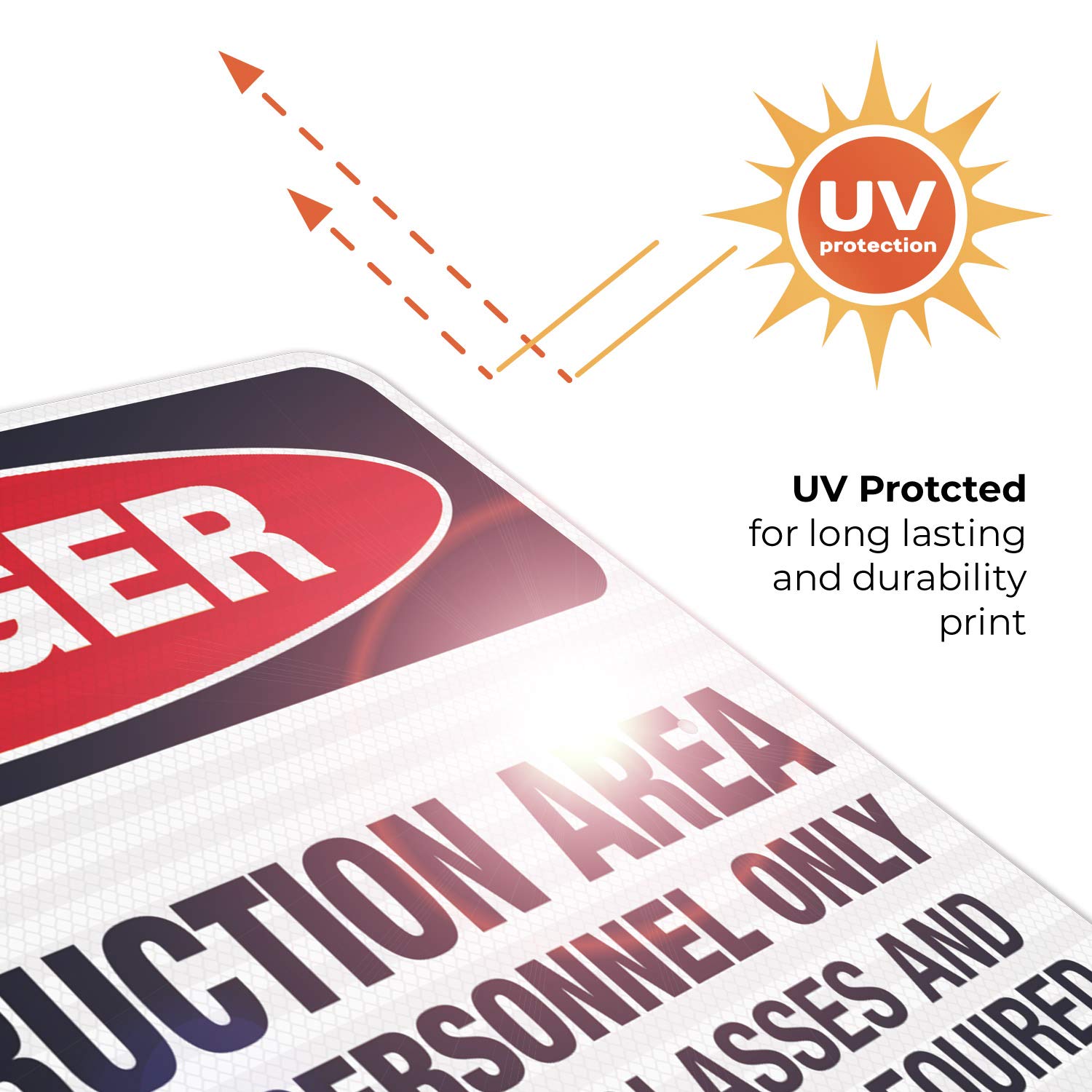 OSHA Approved Danger Sign - Construction Area Authorized Personnel Only with Safety Glasses Required | 24x30 Inches 3M EGP Reflective .080 Aluminum Sign | Fade Resistant for Indoor & Outdoor Use | Made in USA | Perfect for Construction Sites, Warehouses & Hazardous Work Areas