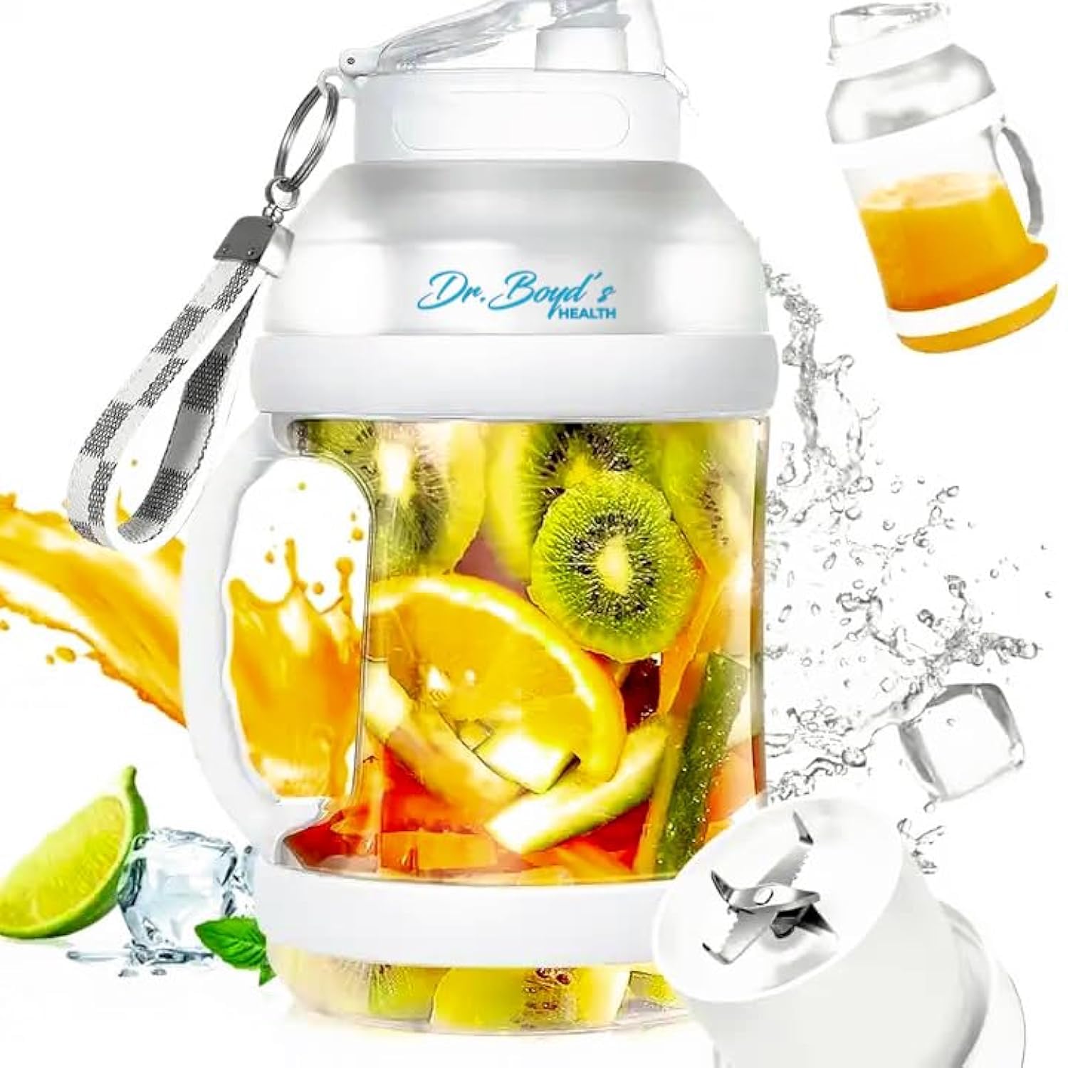 Dr.Boyd's 68oz Portable Blender for Shakes & Smoothies - Large Capacity USB-C Rechargeable Personal Blender with Powerful Motor, BPA Free & Stainless Steel Blades - Perfect for Gym, Travel, Office & Home Use