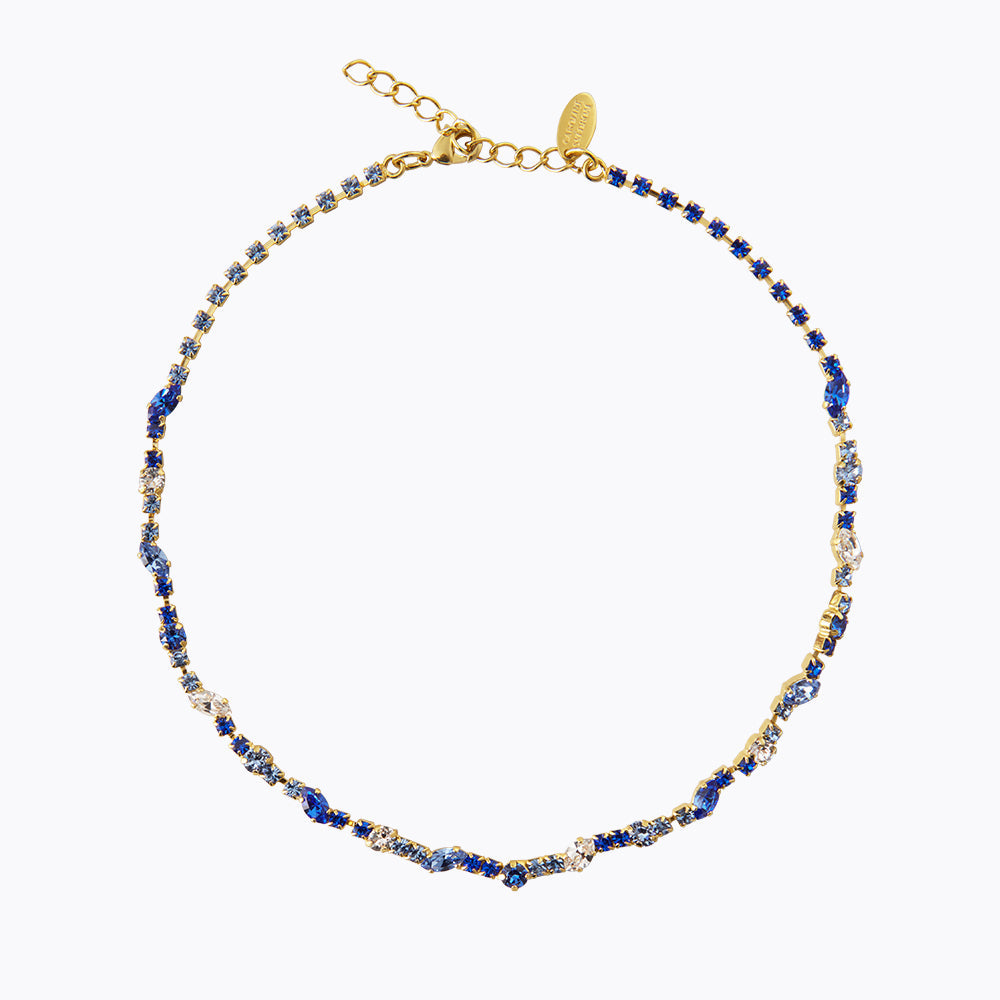 Antonia Blue Crystal Necklace for Women - Elegant Layered Pendant Jewelry for Party, Wedding & Everyday Wear