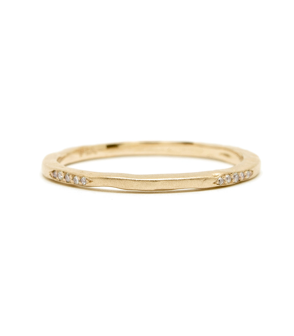 14K Gold Hammered Textured Micro Pave Diamond Stackable Thin Band Ring for Women - Perfect for Layering, Stacking & Everyday Elegant Jewelry