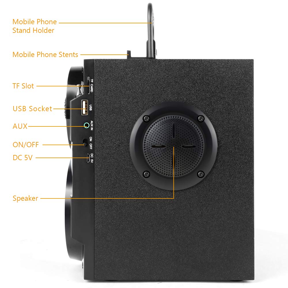 TAMPROAD Portable Bluetooth Speaker with Subwoofer - Wireless Speaker with Rich Bass, FM Radio & Remote Control for iPhone, Android, PC, TV - Perfect for Outdoor, Indoor, Party & Home Entertainment