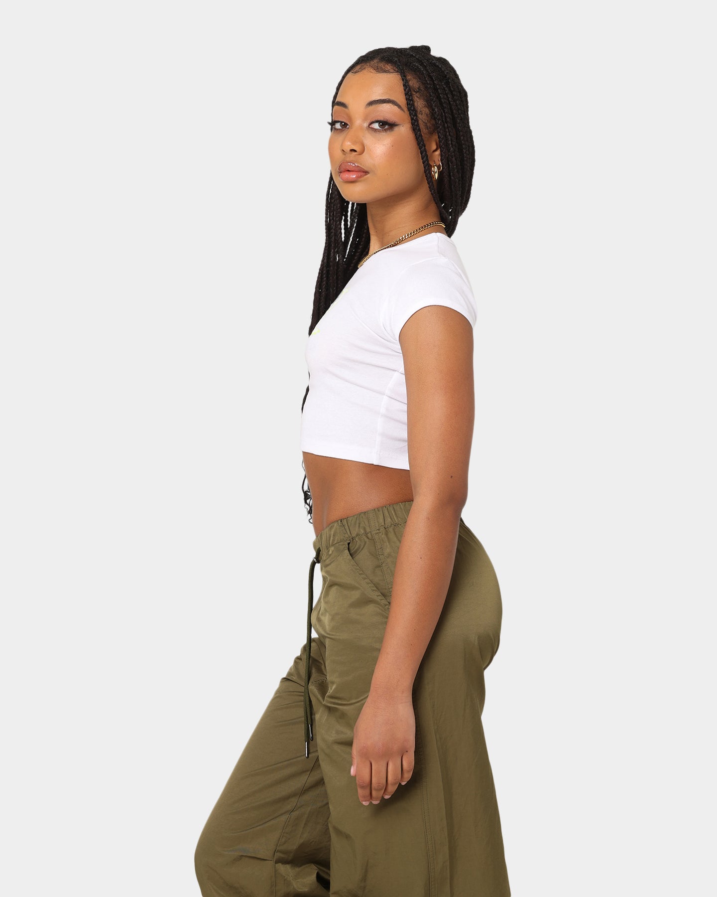 American Thrift X Powerpuff Girls Women's Buttercup Graphic Ringer T-Shirt - White Cotton Tee for Casual Wear & Cartoon Fan Fashion