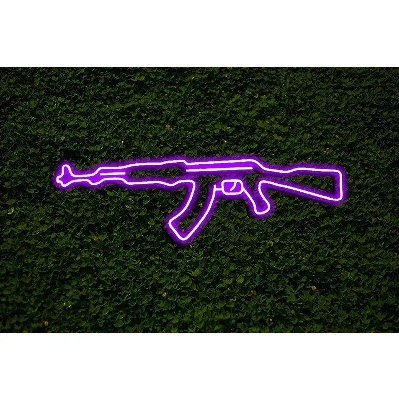 LED AK47 Gun Neon Sign - Flexible CSGO Game Room Wall Decor, Bedroom Lighting, Gaming Gift for Men - Perfect for Gaming Setups, Man Caves & Neon Themed Parties