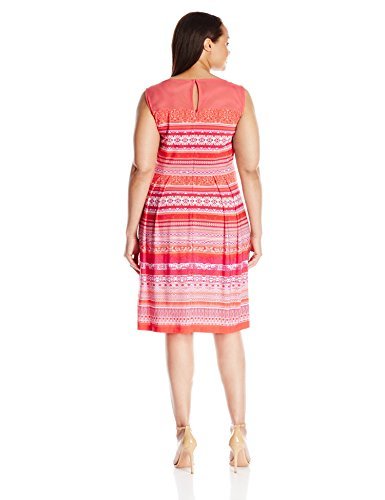 Sandra Darren Women's Plus Size Floral Print Beaded Neckline Party Dress - Elegant Evening Wear for Weddings, Cocktails & Special Occasions