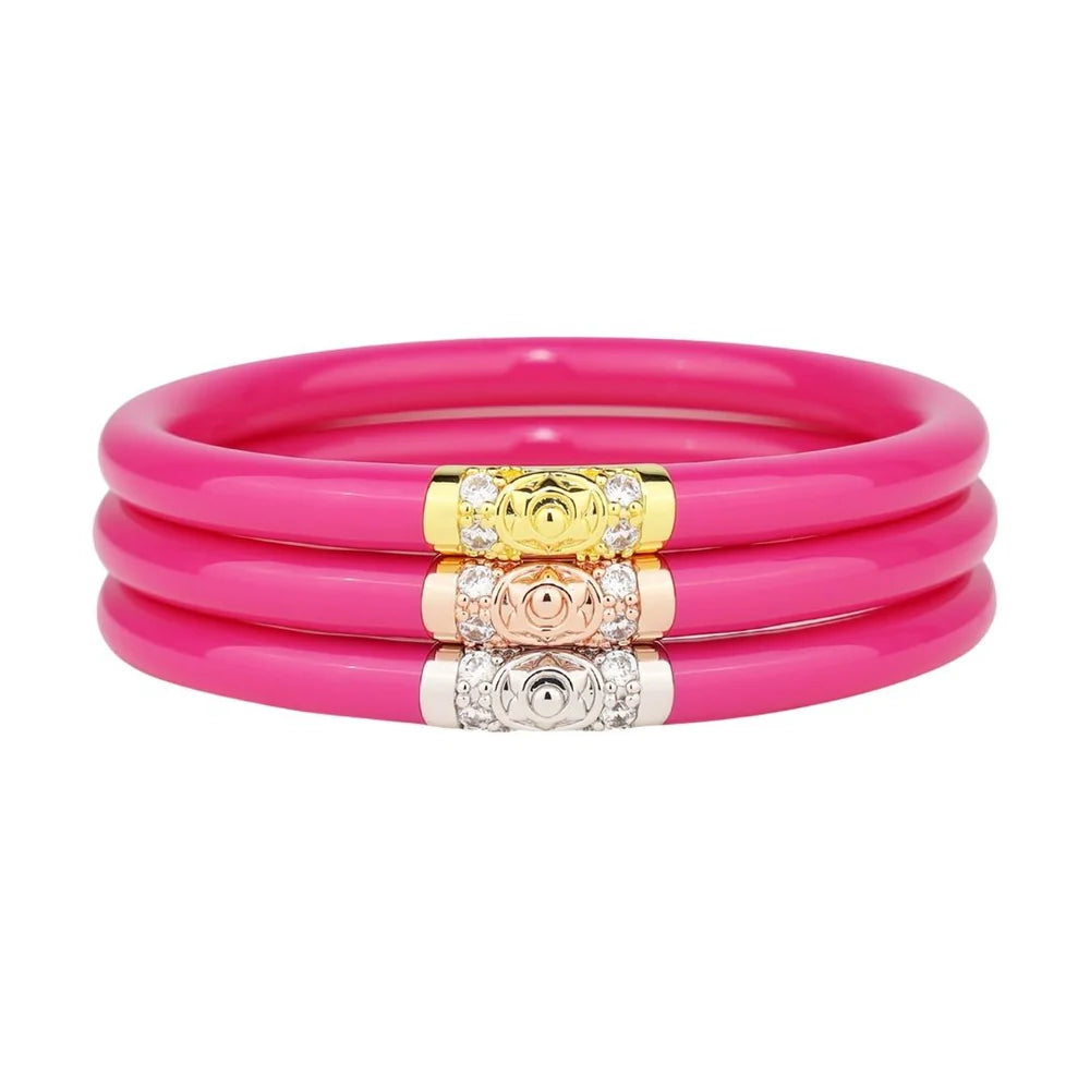 BuDhaGirl All Weather Bangles Set of 3 - Waterproof & Durable Epic Pink Bracelets for Women | Perfect for Yoga, Travel & Everyday Wear