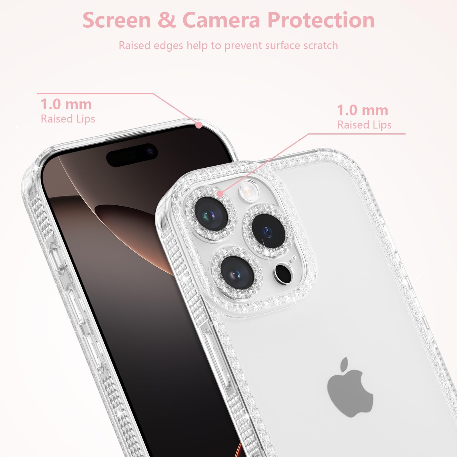 Sparkly Cute Clear Glitter TPU Case for iPhone 15 Pro Max 6.7 inch - Bling Protective Cover for Women & Girls | Perfect for Everyday Use, Parties & Special Occasions