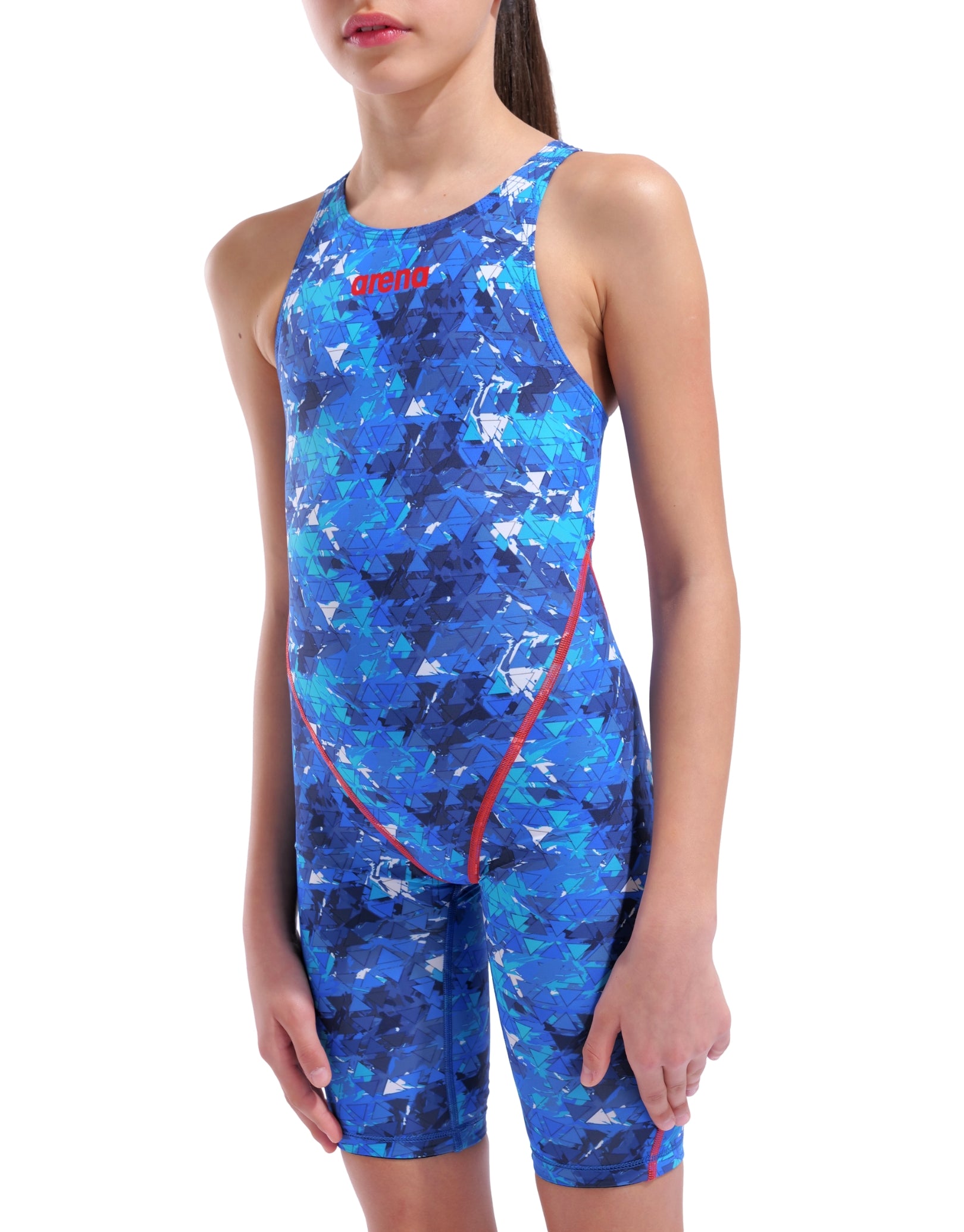 Limited Edition Girls Powerskin ST NEXT Open Back Splashy Multi - Perfect for Swim Training, Beach Fun & Water Sports