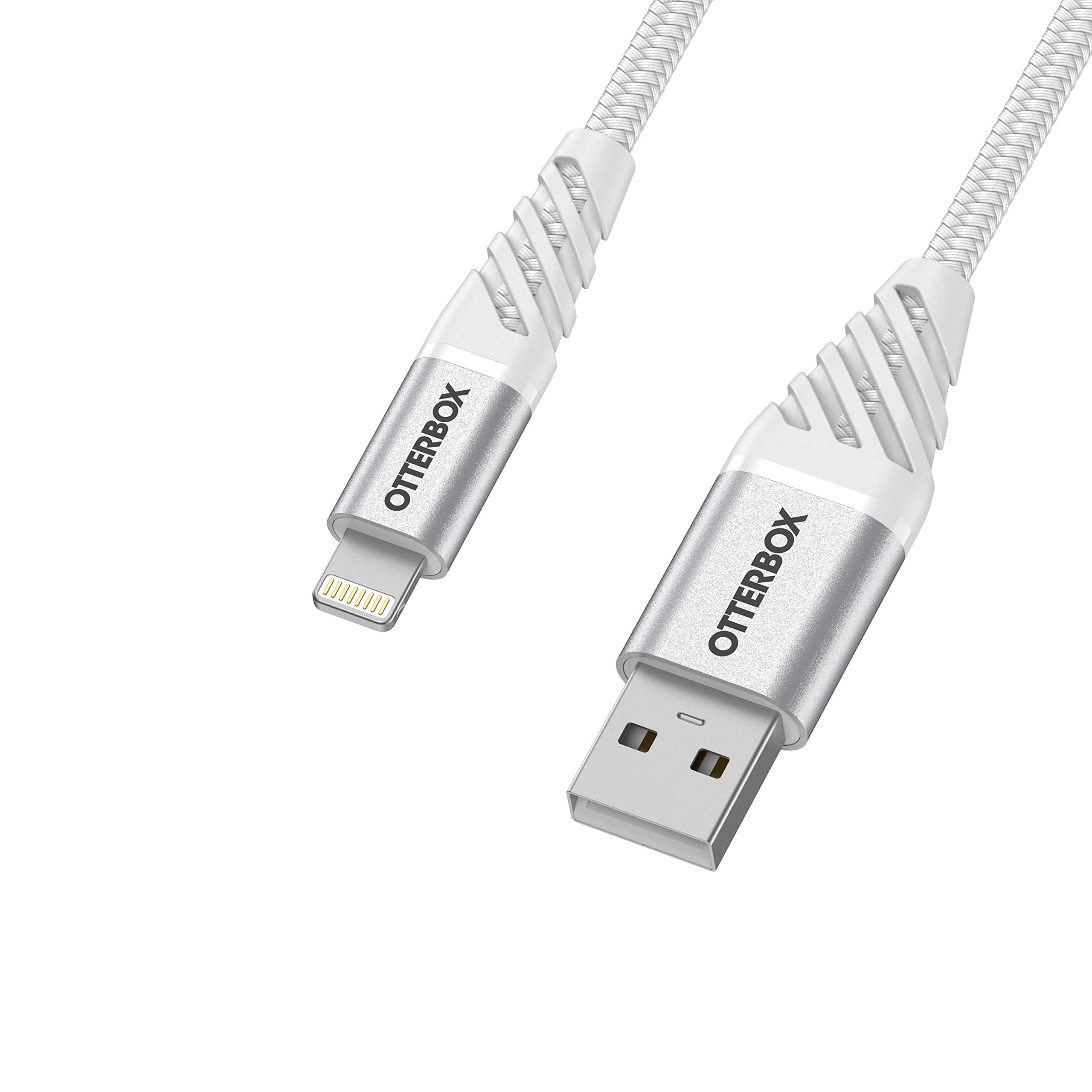 OtterBox Premium USB-A to Lightning Cable 6.6ft (2M) - Durable Fast Charging Cord for iPhone, iPad - Cloud White - Perfect for Home, Office & Travel