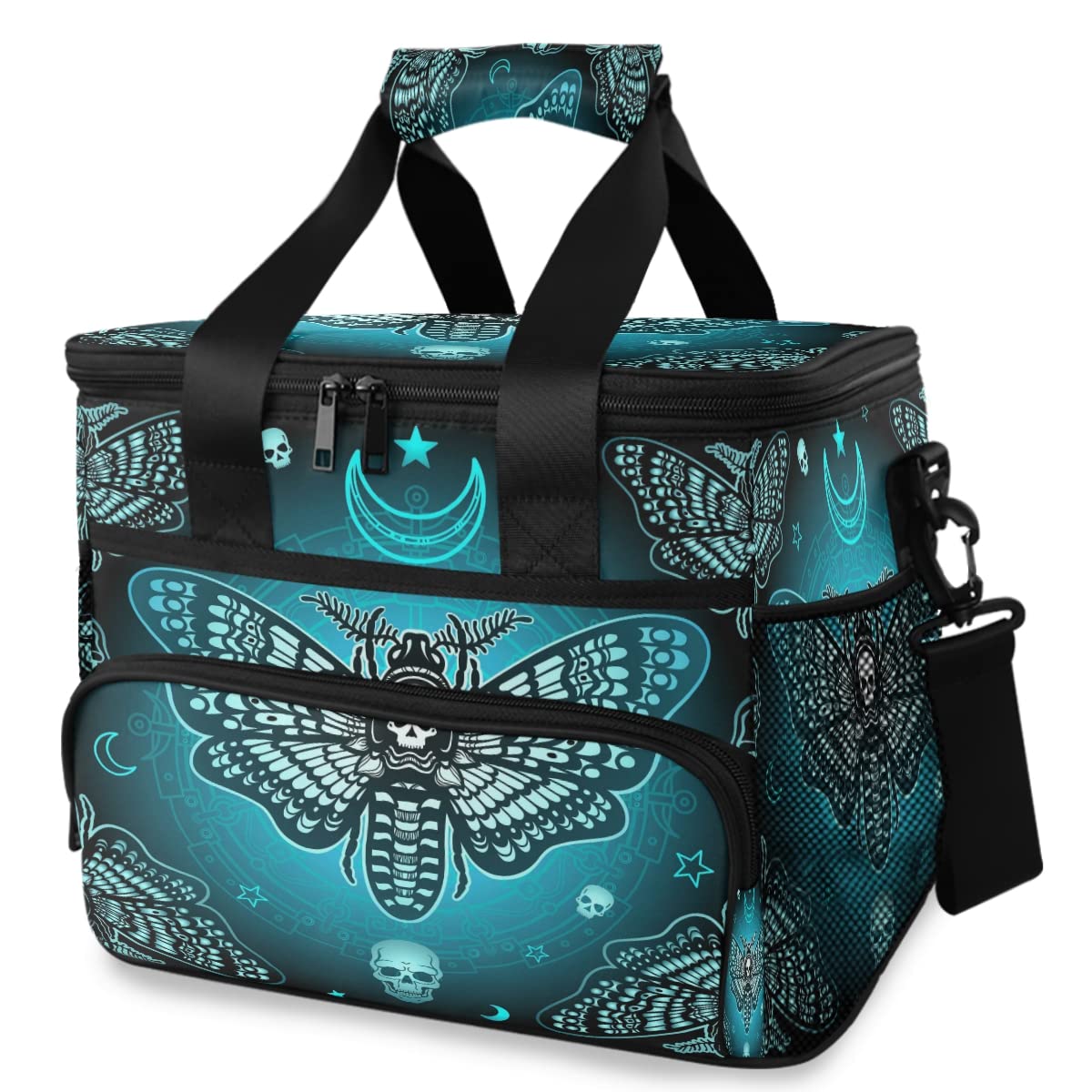 **MNSRUU Insulated Cooler Bag - Butterfly Skull Design, Leakproof & Durable - Perfect for Picnics, Beach Trips, Lunch Box & Outdoor Activities**