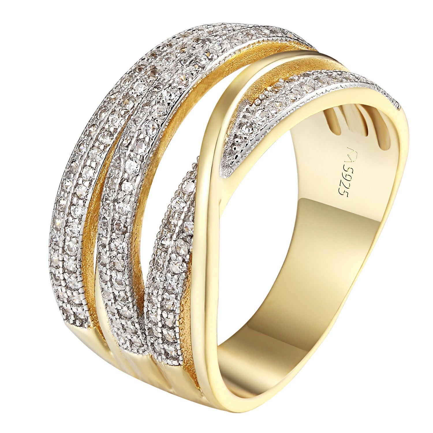Infinity Women's 925 Sterling Silver Ring with 14k Gold Plating - Size 6 & 8 - Elegant Wedding & Bridal Jewelry for Engagement, Anniversary & Special Occasions