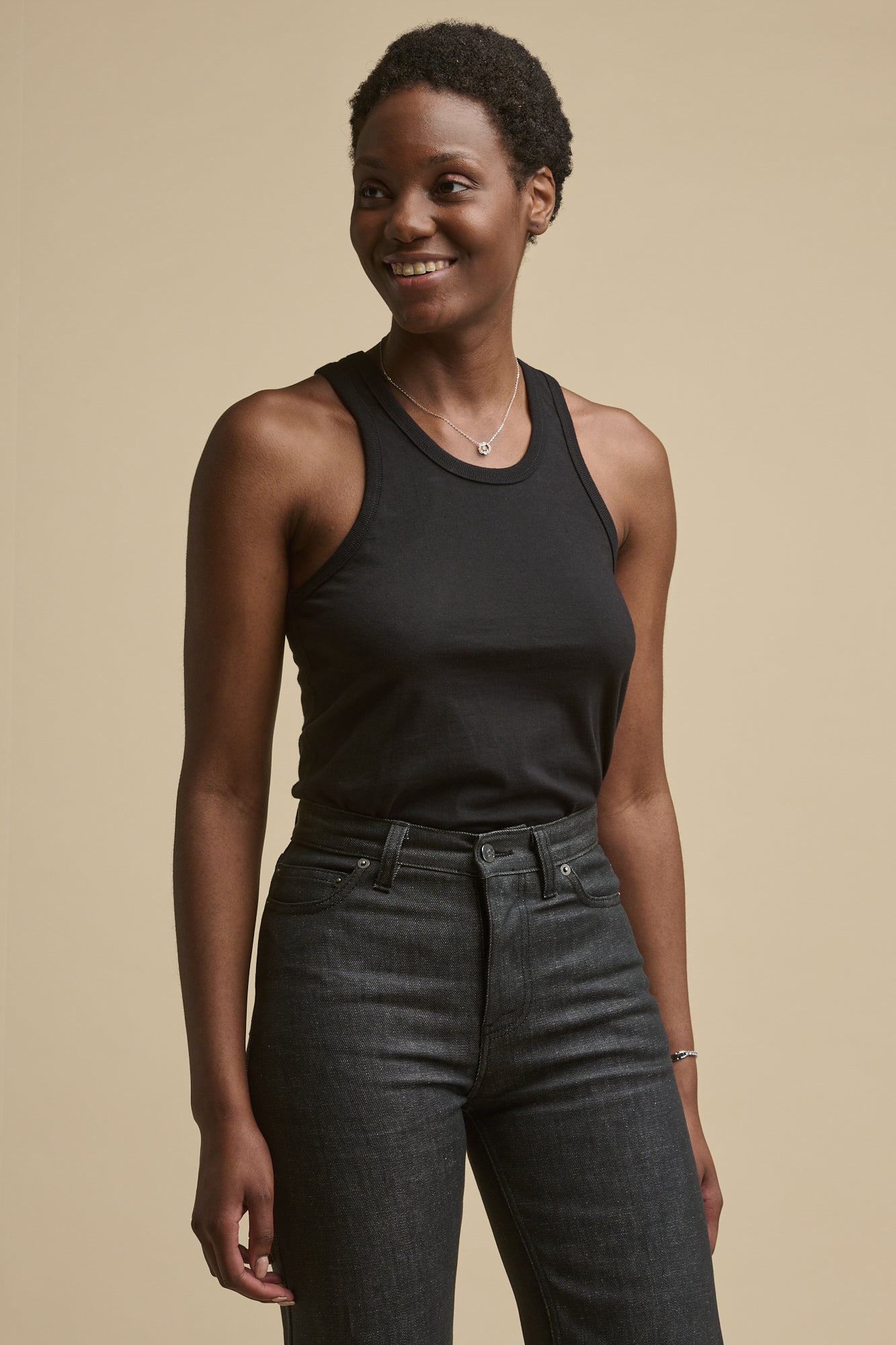 Eco-Friendly Women's Racerback Tank Top - Plastic-Free Black Workout Top for Yoga, Running & Gym