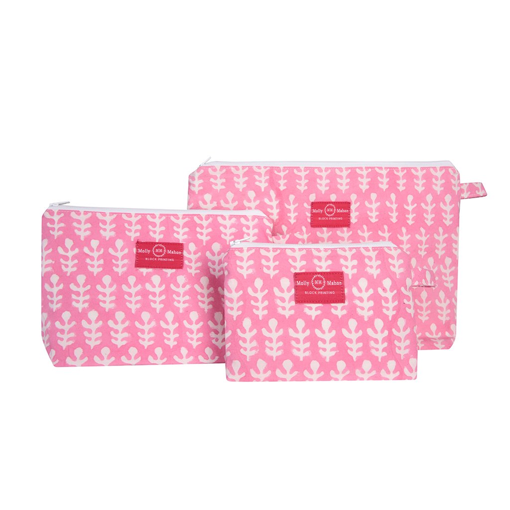 Organic Cotton Wash Bag Bagru Pink - Handmade Laundry Bag for Delicates, Travel & Storage | Eco-Friendly & Durable for Gym, College & Home Use