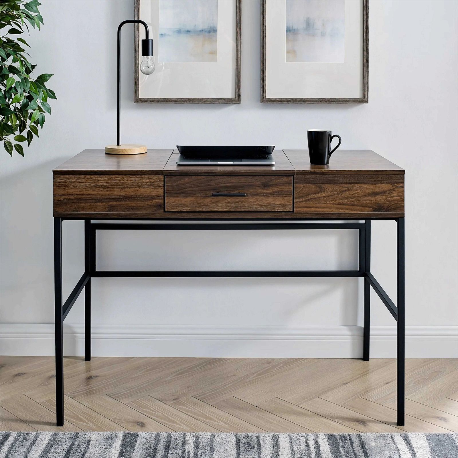 Urban Style ADEPT Modern Walnut Finish Desk - Perfect for Home Office, Study & Workspace