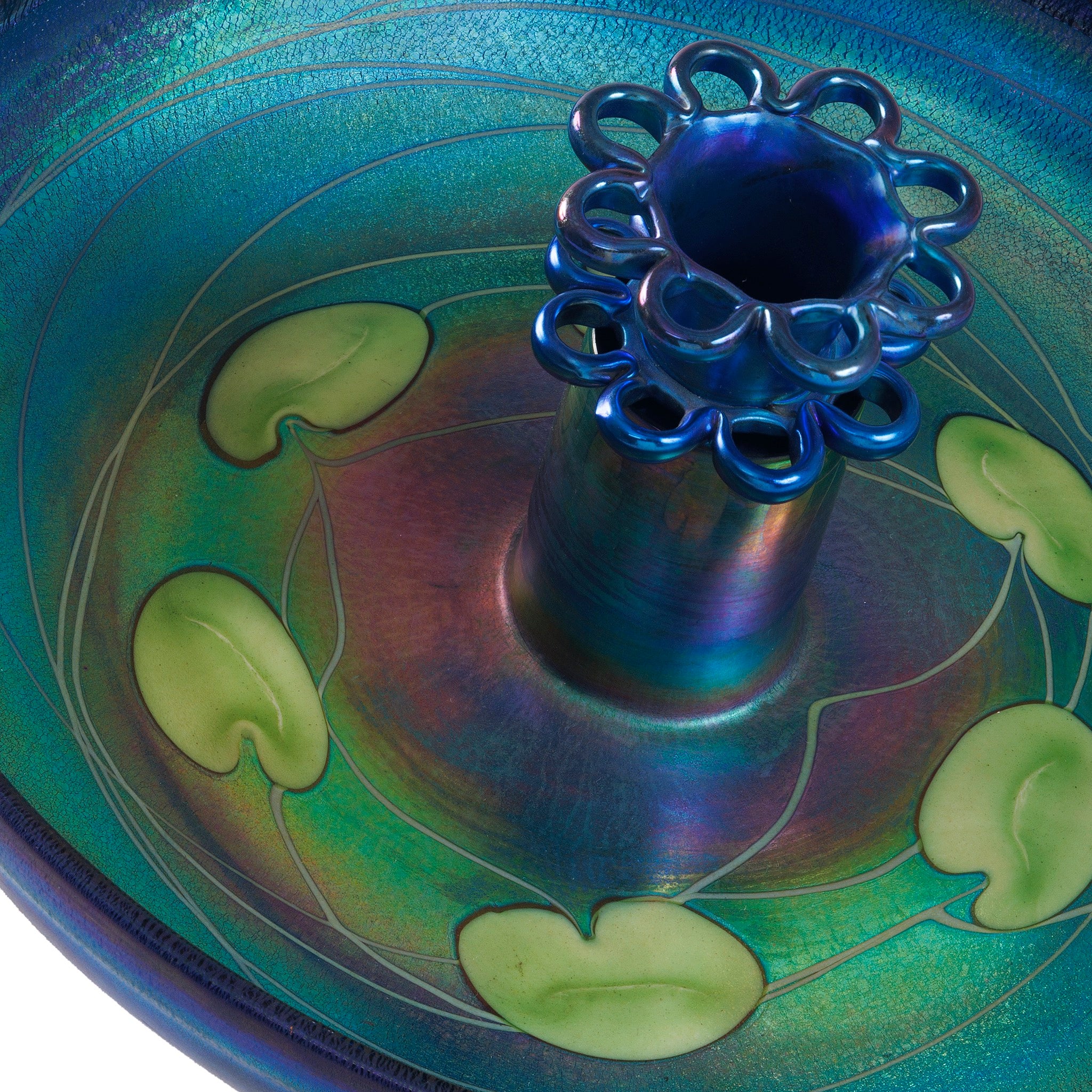 Tiffany Studios New York Favrile Glass Bowl - Handcrafted Art Glass Centerpiece for Dining Table Decor, Wedding Centerpiece, Luxury Home Decor