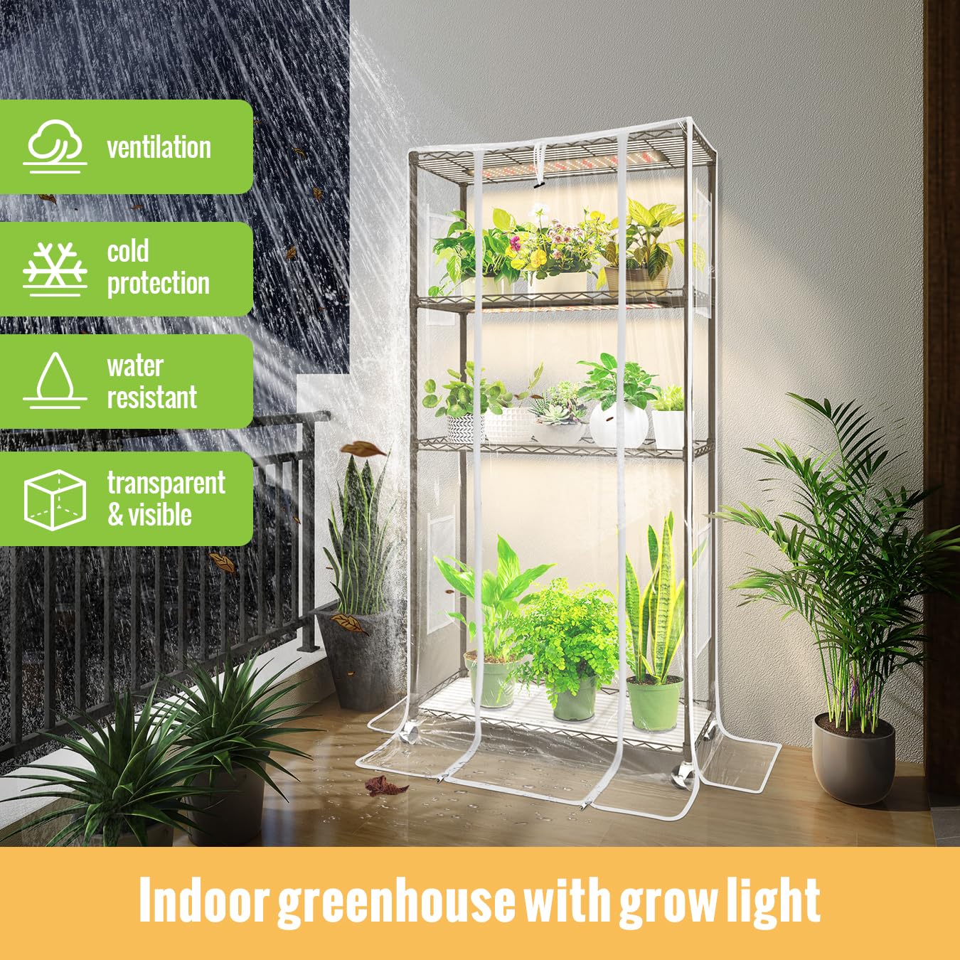 4-Tier Indoor Greenhouse with Grow Lights - 30