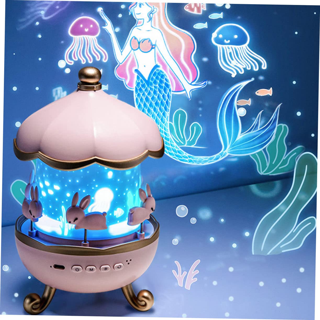 Rotating LED Star Projector Night Light - Rabbit Decor for Bedroom, Kids Room & Easter Party | USB-Powered Desk Lamp for Relaxation & Sleep Aid
