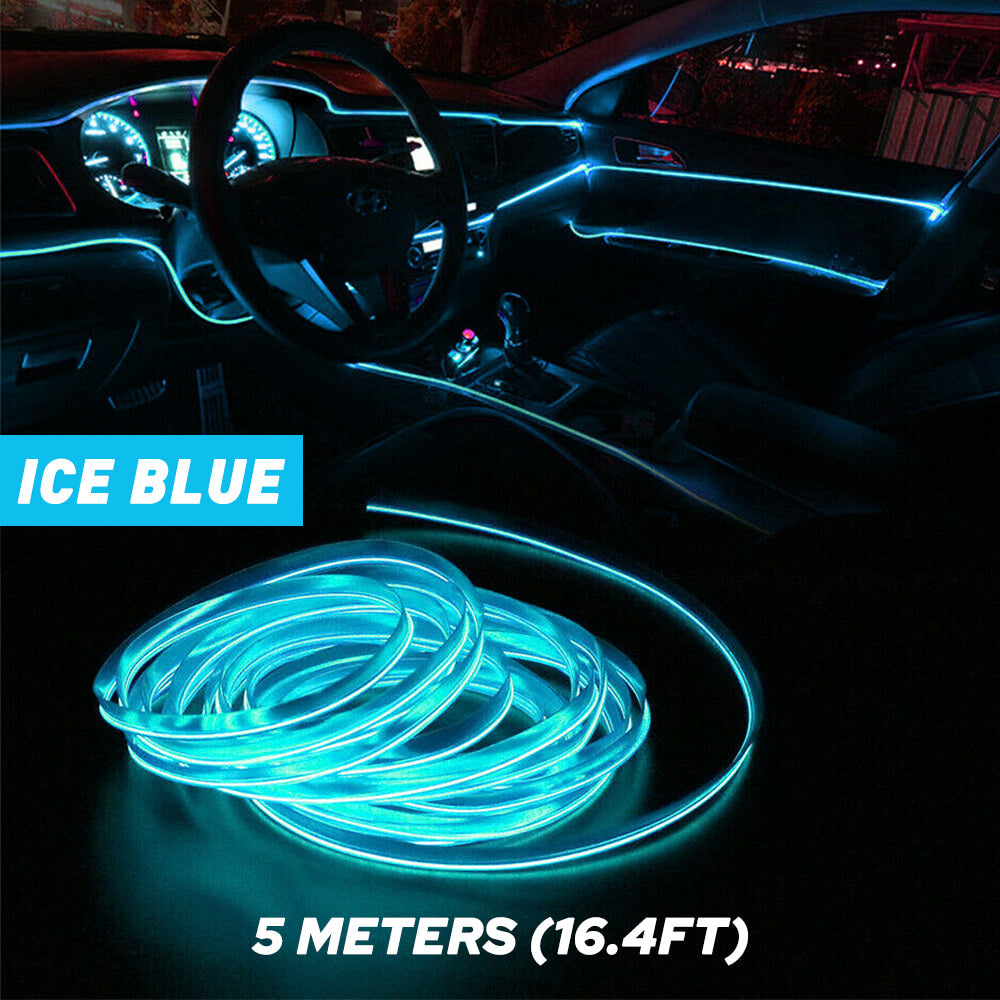 16.4FT Ice Blue LED Car Interior Strip Lights - Auto Atmosphere Lighting Decor for Cars, Trucks, SUVs | Perfect for Night Driving, Car Shows & Custom Vehicle Lighting