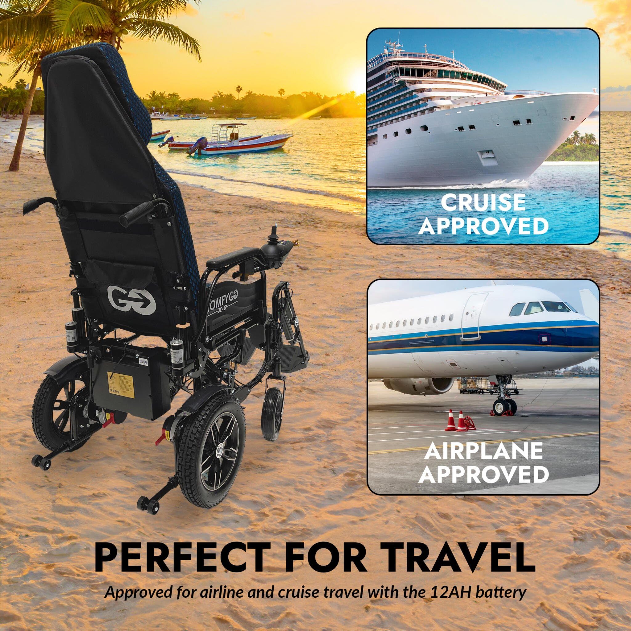Comfygo X-9 Electric Wheelchair for Adults - Lightweight Power Wheelchair with Long Battery Life - Foldable Mobility Scooter for Indoor & Outdoor Use - Perfect for Seniors and Disabled Travel