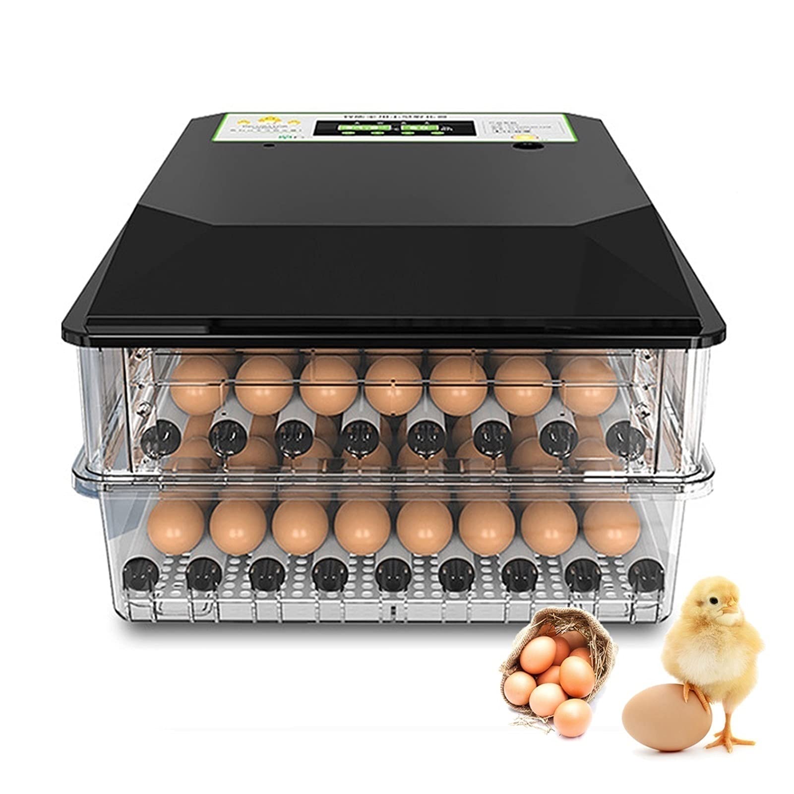 YAWEDA 96 Egg Incubator - Large Capacity Digital Poultry Hatcher with Auto Turning, Temperature & Humidity Control - Dual Power Supply for Home, Farm & Laboratory Use - Perfect for Chicken, Duck & Quail Egg Hatching