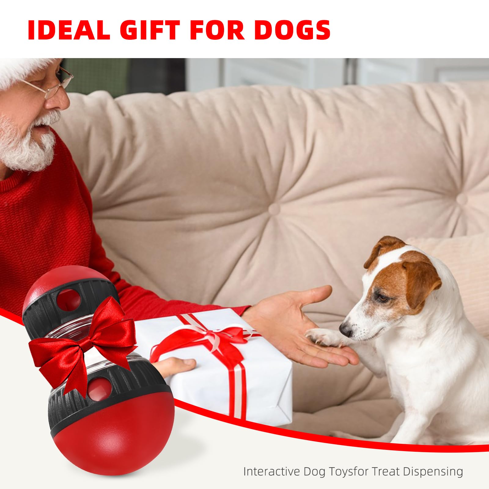 Interactive Treat Dispensing Dog Toys & Adjustable Slow Feeder Ball - Puzzle Toy for Mental Stimulation - Keeps Dogs Busy & Entertained - Perfect for Mealtime, Training & Boredom Relief