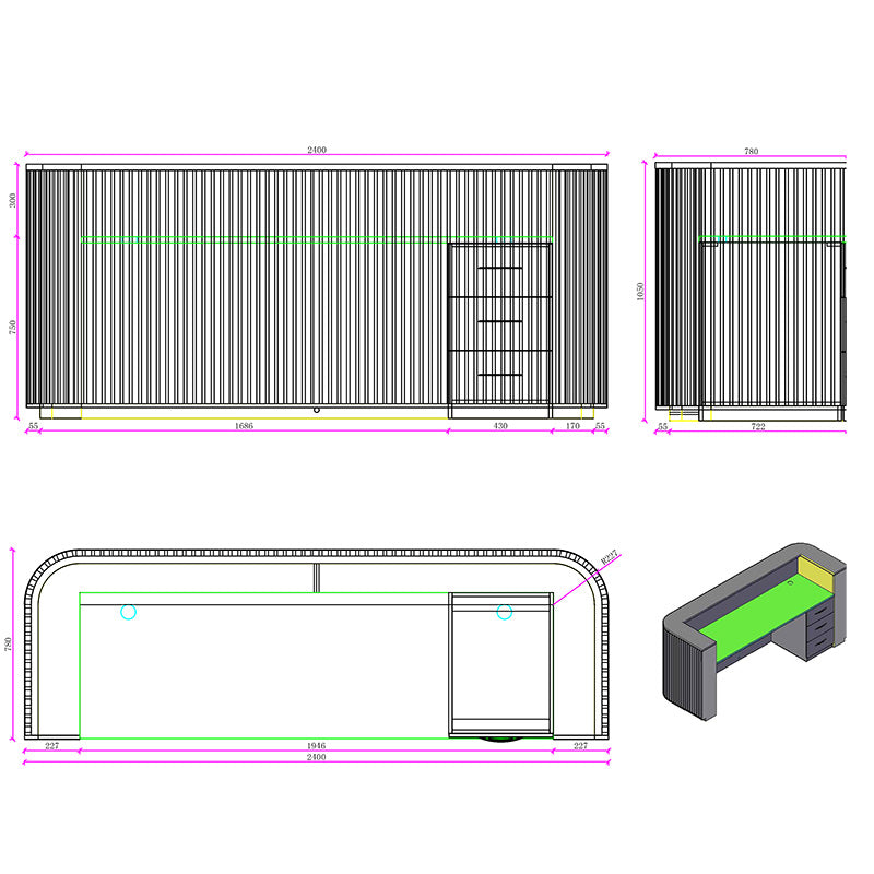 Modern HALO Reception Desk 240cm - Sleek Black Office Furniture for Professional Spaces | Perfect for Corporate Lobbies, Hotels & Business Centers