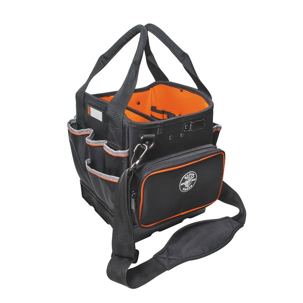 Klein Tools 5541610-14 Professional Tool Bag with 40 Pockets & Shoulder Strap + 32581 4-in-1 Electronics Screwdriver Set with Precision Bits (2 Slotted, 2 Phillips) - Ideal for Electricians, Technicians & DIY Home Repairs