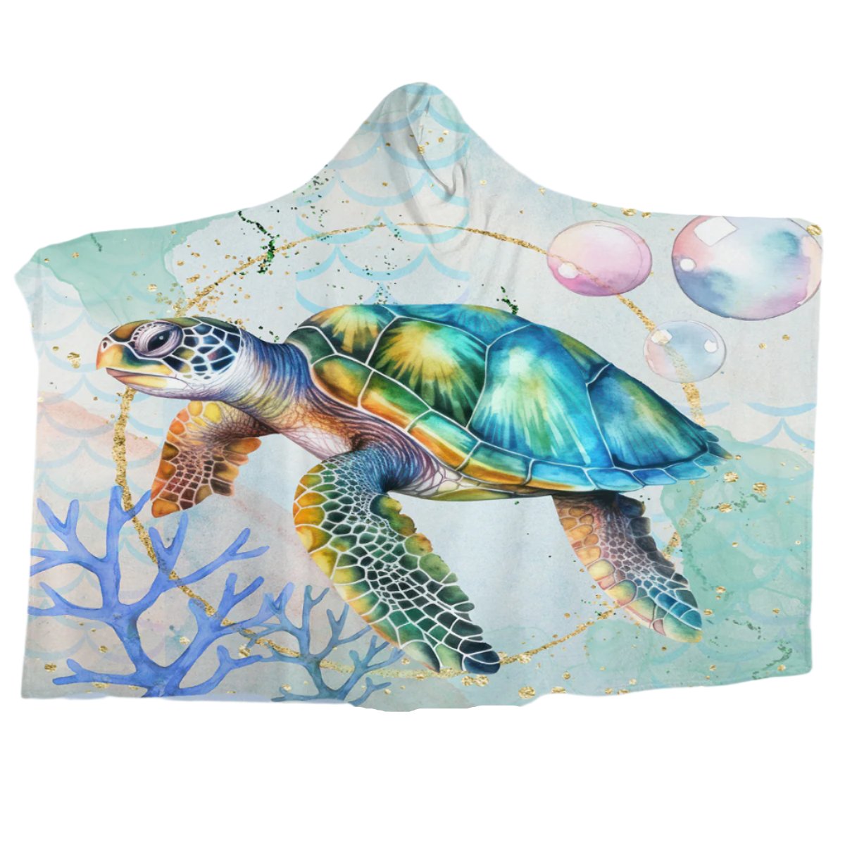Soft & Cozy Sea Turtle Hooded Blanket for Adults & Kids - Perfect for Lounging, Movie Nights & Outdoor Camping