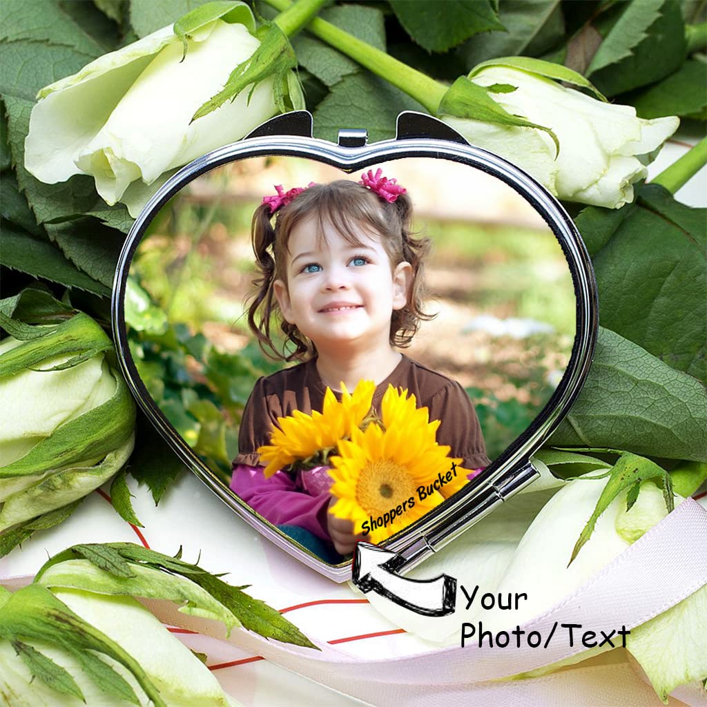 Heart-Shaped Compact Mirror - Stylish Dual-Sided Travel Makeup Mirror for Women