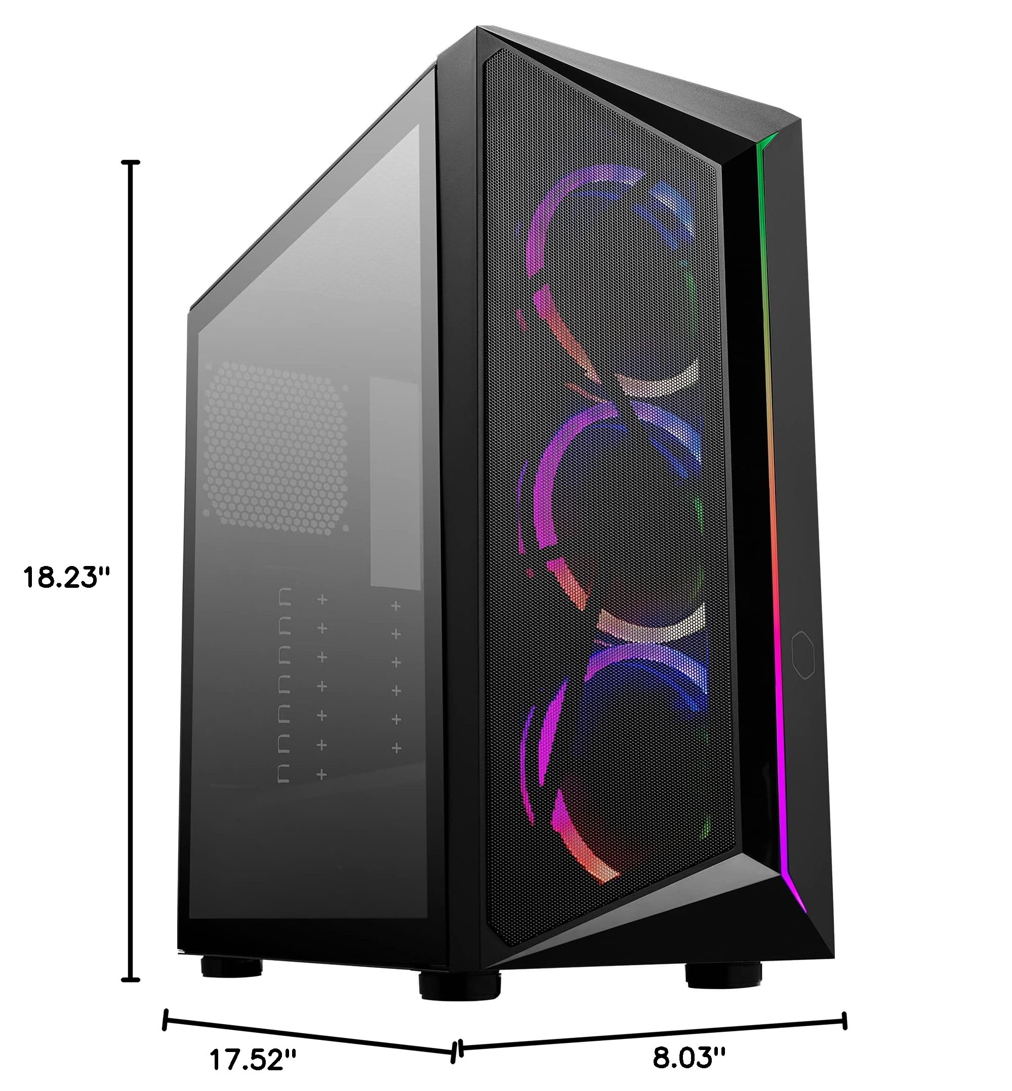 Cooler Master CMP 510 ATX Mid-Tower PC Case - Mesh Front Panel, ARGB Edge Lighting, Tempered Glass Side Panel, 3x 120mm ARGB Fans Included | Perfect for Gaming Rigs & High-Performance Builds