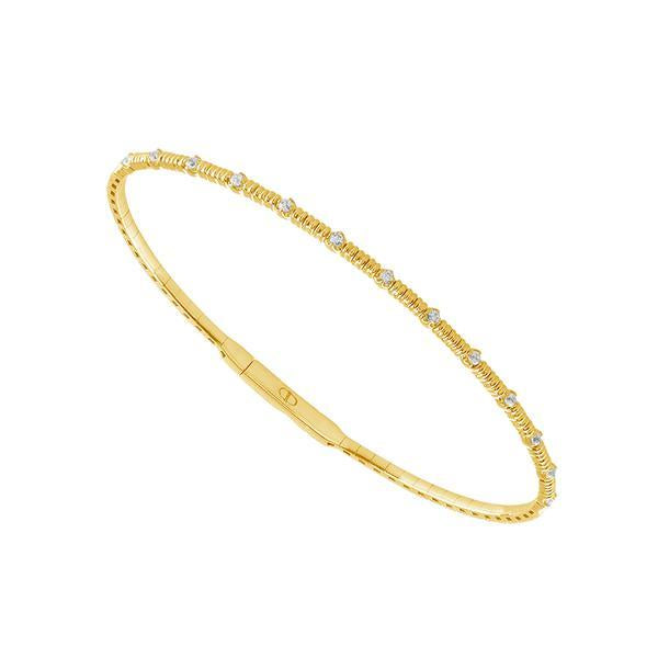 14K White Gold 0.20 Ct Twisted Diamond Bangle Bracelet for Women - Elegant Stackable Jewelry for Weddings, Anniversaries & Special Occasions