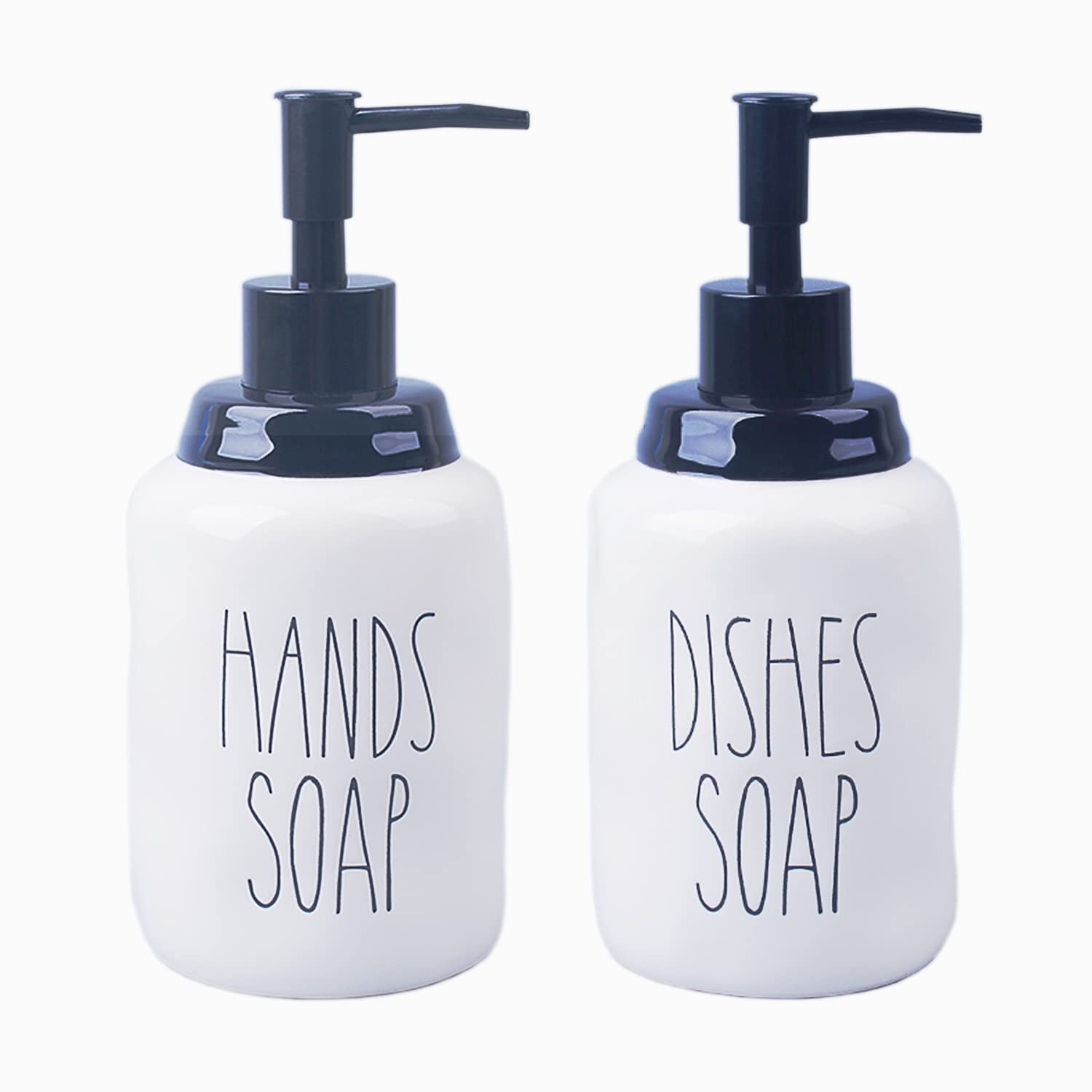 16 Oz Ceramic Soap Dispenser for Kitchen & Bathroom - Essential Oil & Lotion Dispenser for Hands & Dishes - Perfect for White Sink, Countertops, and Vanities