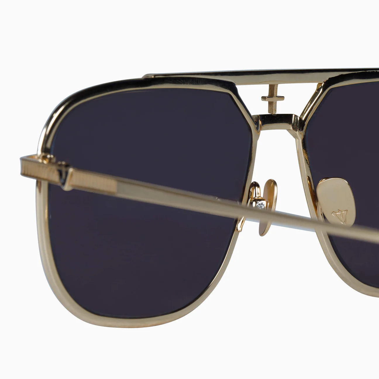 Capita Brushed Gold Titanium Sunglasses with Black Lens - Stylish UV Protection for Outdoor Activities & Driving
