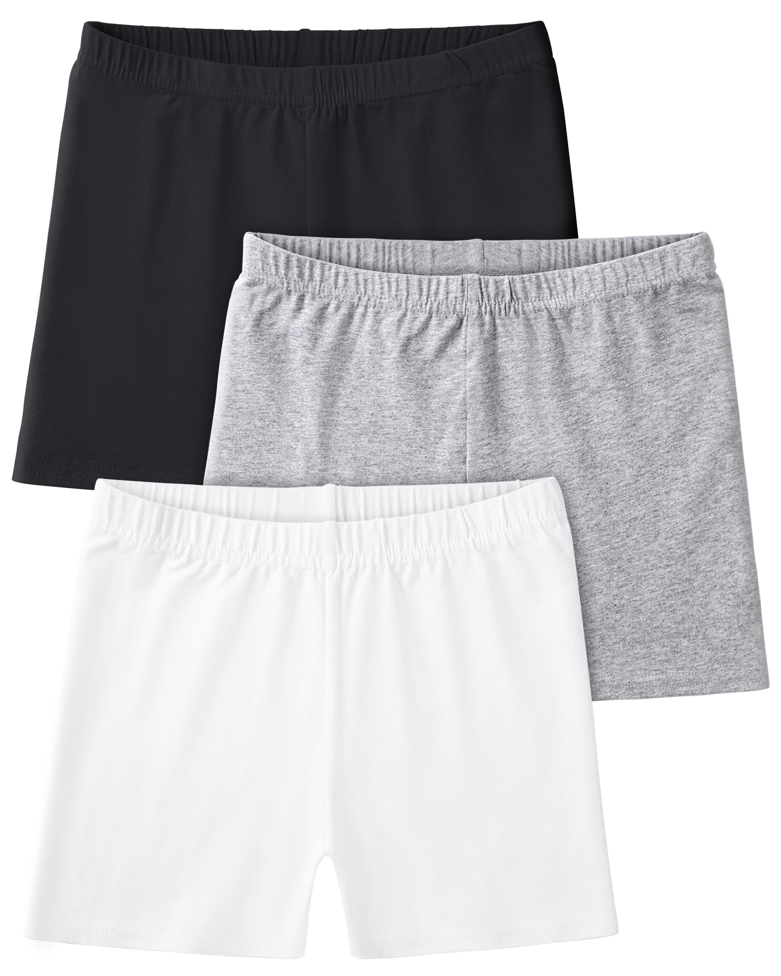 3 Pack Girls Bike Shorts - Cotton Cartwheel Shorts for Kids, Basic Under Dress Biker Shorts - Perfect for Running, Dance, Gymnastics & Playtime