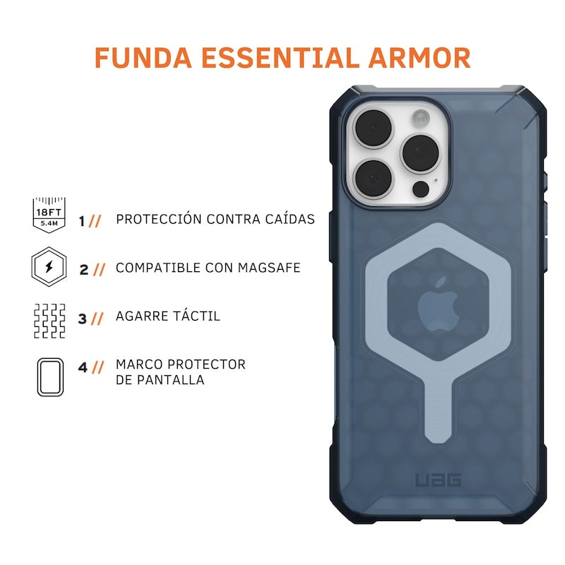 UAG Essential Armor Case for iPhone 16 Pro Max - Military Drop Tested, Scratch Resistant Protective Cover (Blue) - Perfect for Outdoor Adventures & Daily Protection
