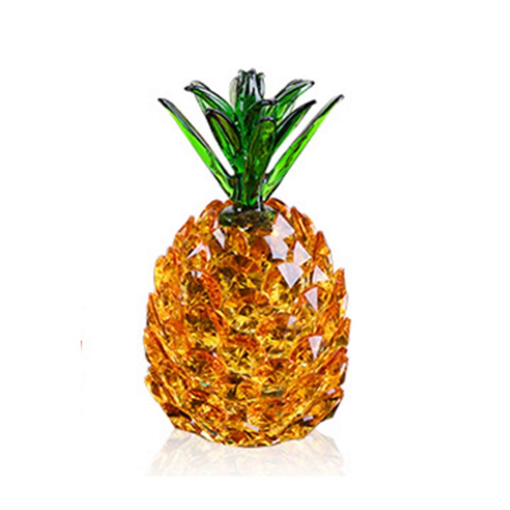 ZLBYB Yellow Pineapple Crystal Figurines - Handcrafted Art Collection Decor for Home, Wedding & Party Gifts | Perfect for Table Centerpieces, Shelf Displays & Tropical Theme Decorations