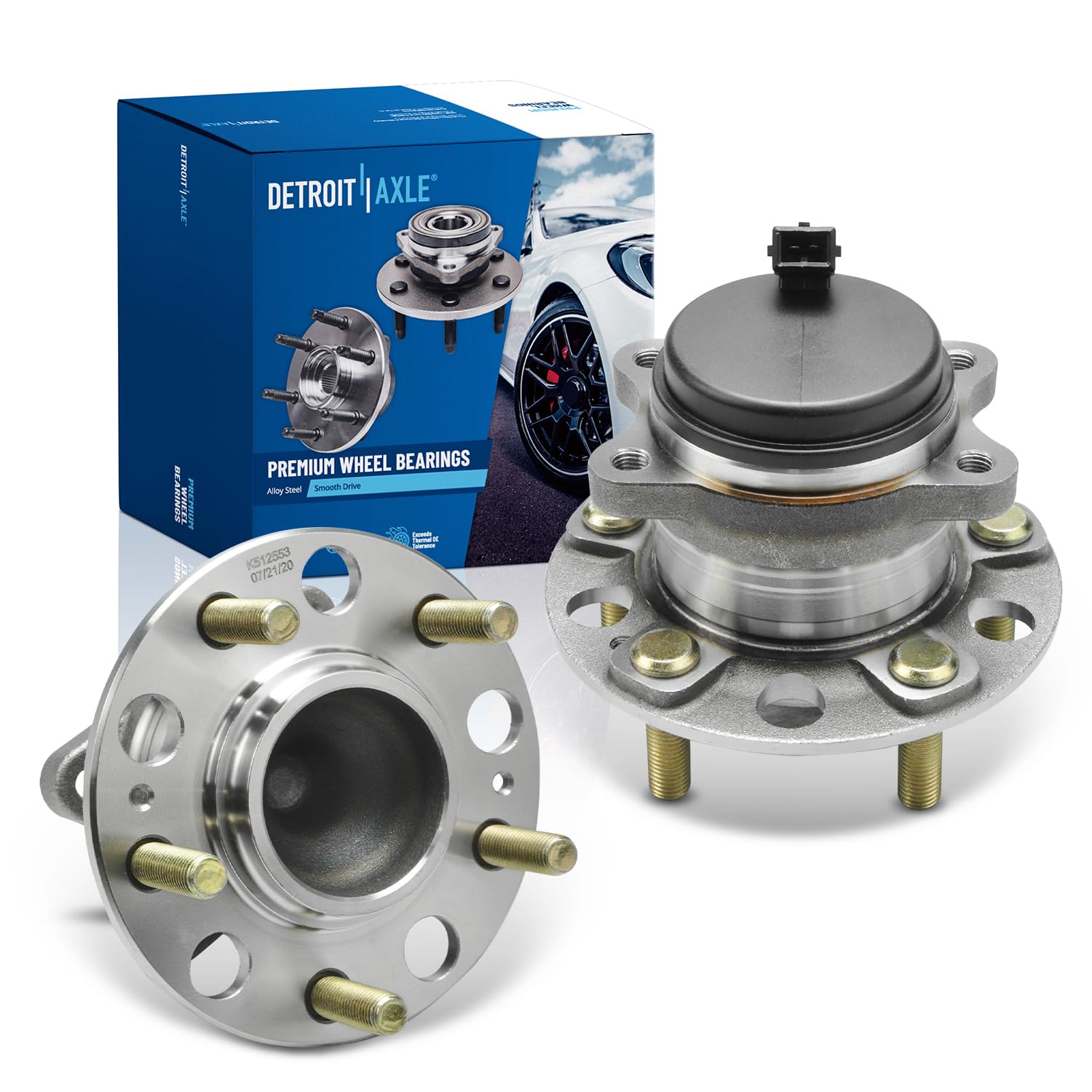 Detroit Axle - Pair Rear Wheel Bearing Hubs for Hyundai Sonata Tucson Veloster N Kia Optima Cadenza Sportage - 2 Wheel Bearing Hubs Assembly Replacement - Perfect for DIY Car Repairs & Smooth Ride Maintenance