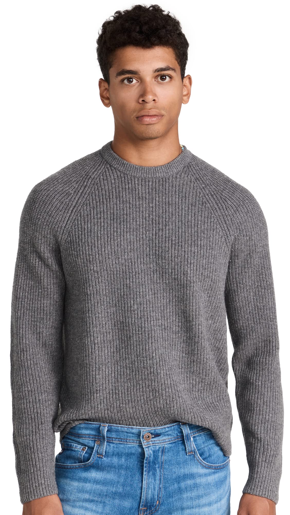 Vince Men's Raglan Rib Crew Neck Sweater | Soft Cotton Knit Pullover for Casual & Business Wear | Perfect for Office, Dates & Fall Layering