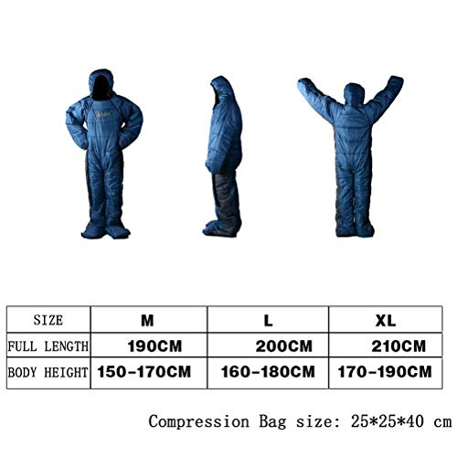 3-Season Wearable Sleeping Bag Suit for Adults - Full Body Camping Wear for Outdoor Hiking, Travel & Cold Weather Camping | Cozy Sleeping Solution for Backpacking, Festivals & Winter Adventures