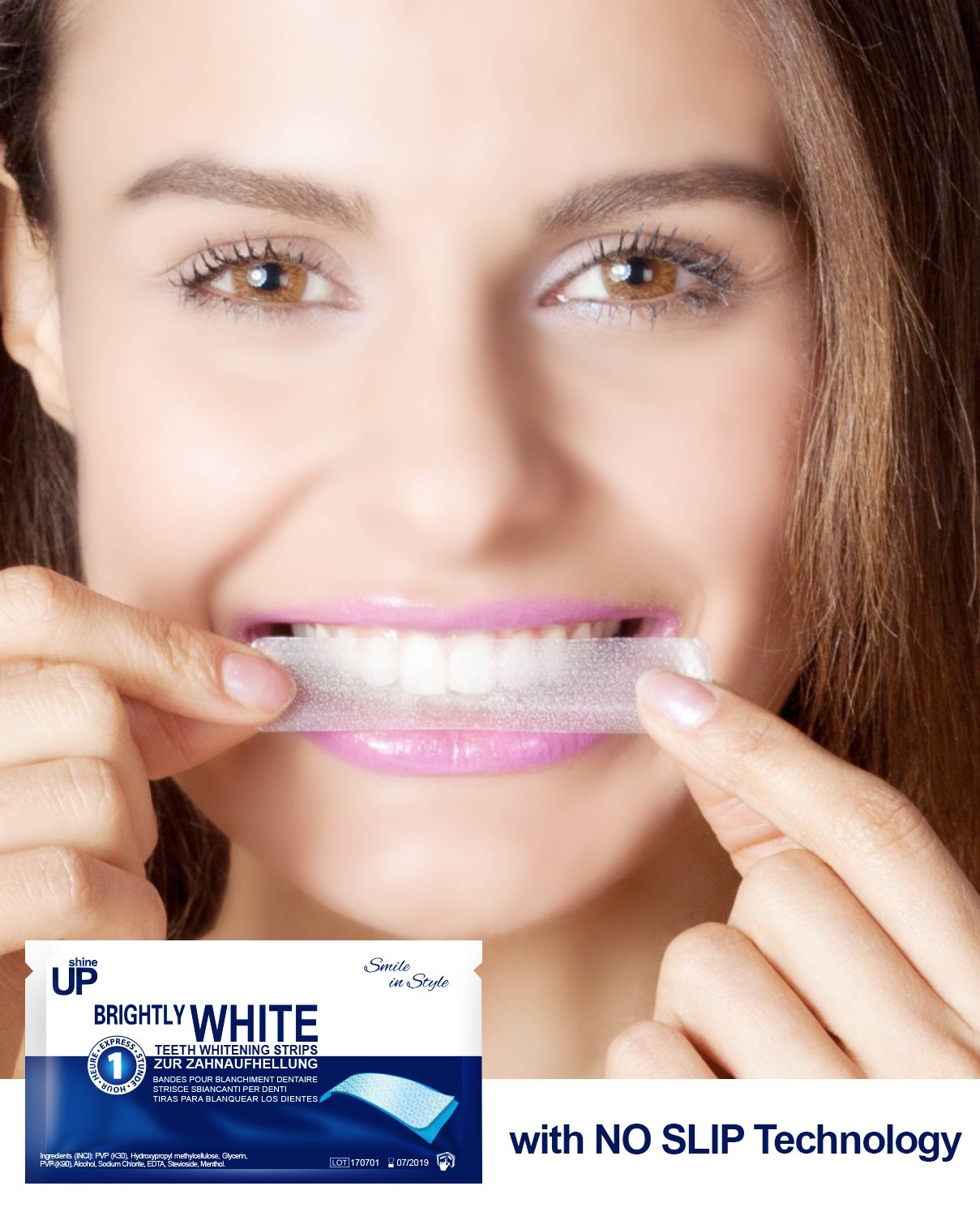 ShineUP Teeth Whitening Strips - Peroxide-Free & Sensitivity-Free Dental Bleaching Strips, 28 No-Slip Whitening Strips for a Brighter Smile | Perfect for Home Use, Travel & Special Occasions