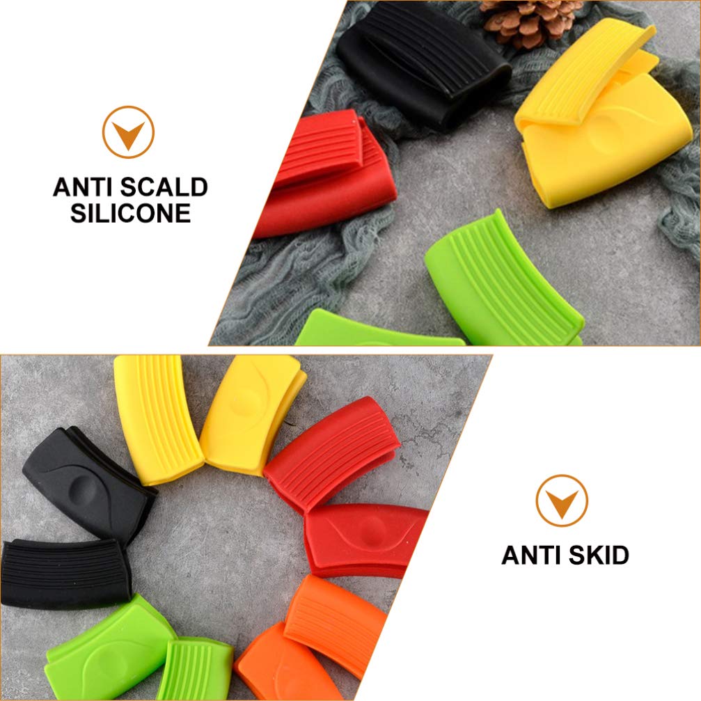 SOLUSTRE 2 Pairs Silicone Pot Handle Covers - Heat Resistant Anti-Scald Cooking Grips for Stew Pots, Hot Pots & Pans - Oven Safe Kitchen Accessories for Safe Cooking & Baking