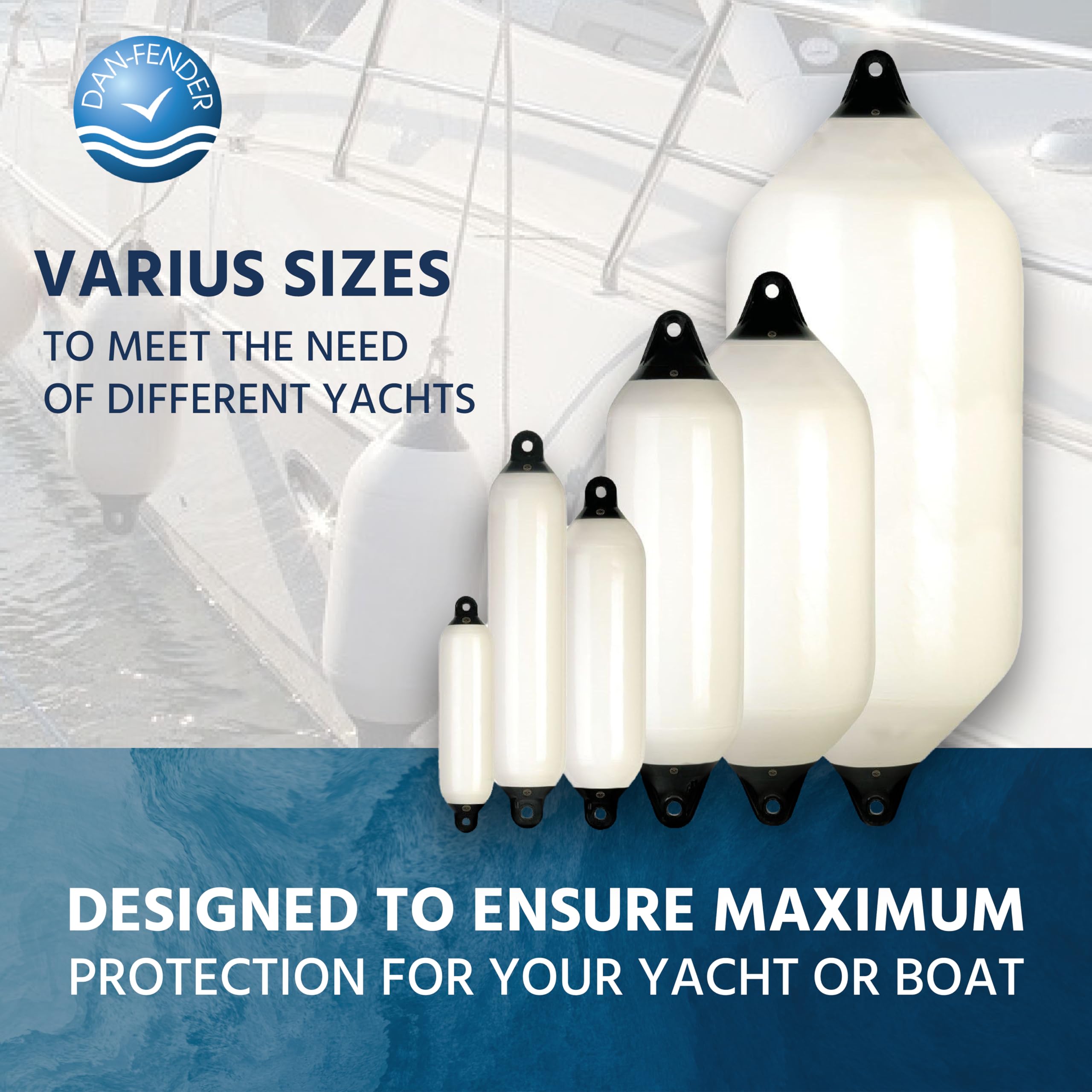 Heavy Duty Boat Fender Bumper - All Weather Marine Protection for Docking & Mooring - Strong Flexible Boat Accessory with Inflation Adapter - Perfect for Yachts, Sailboats & Dockside Protection