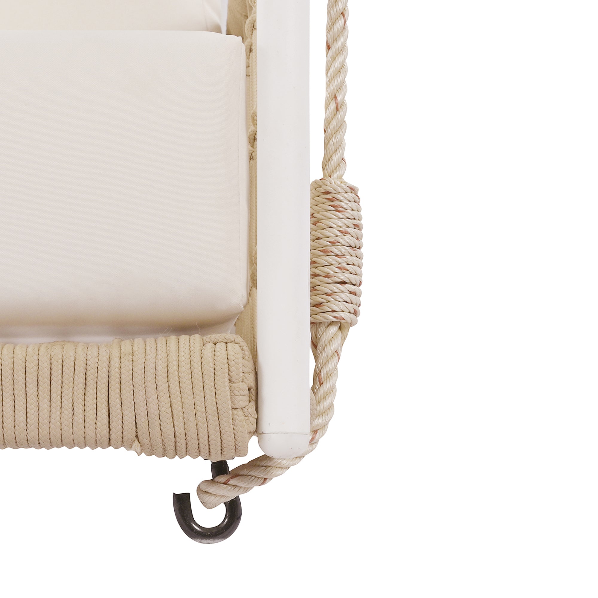 1 Piece Woven Rope Outdoor Swing Sofa with Soft Cushions - Seats 2 People - Perfect for Patio, Garden, Backyard, Balcony & Porch - Weather-Resistant Beige Hanging Chair for Relaxation & Leisure Time