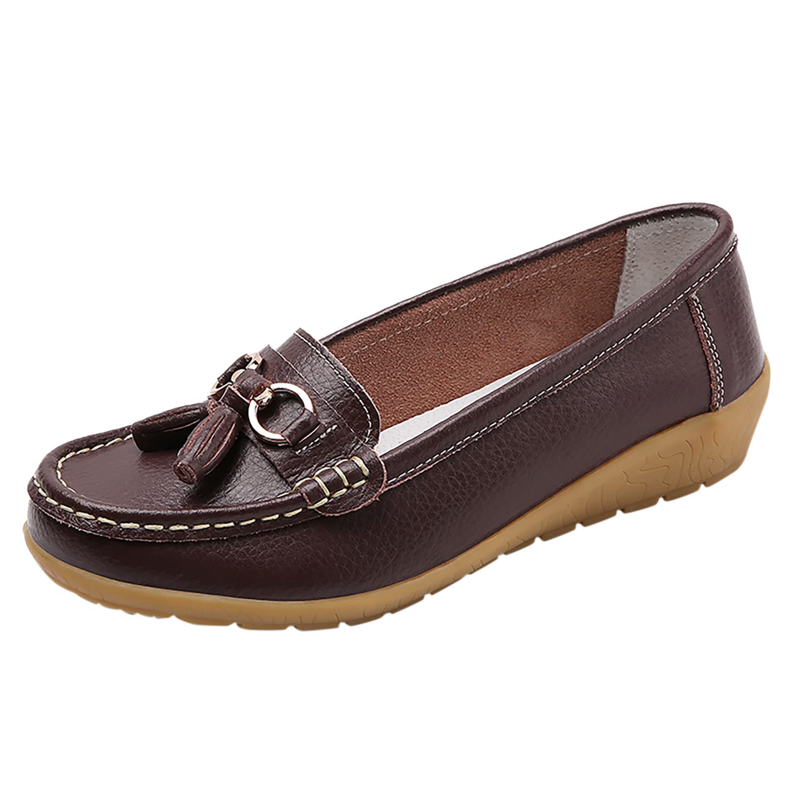 MLAGJSS Women's Comfortable Leather Loafers - Slip On Flat Walking Shoes for Women | Perfect for Work, Travel & Casual Wear